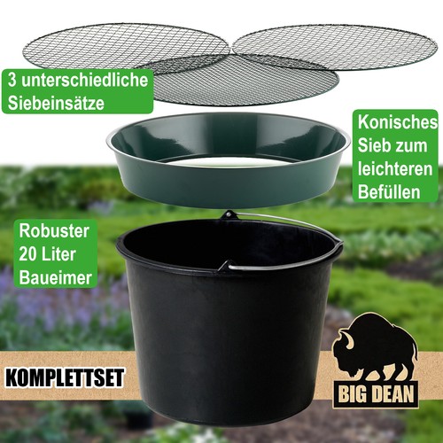 Gartensieb aus Metall mit 3 Maschenweiten Erdsieb rund Sandsieb 37 cm - Bild 3 von 7