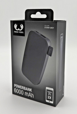 FRESH'N REBEL Powerbank 6000 mAh, USB-C, Fast Charge, Storm Grey, OVP