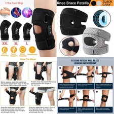 Hinged  Adjustable Knee Brace Support Compression Sleeve with Stabilizing Strap