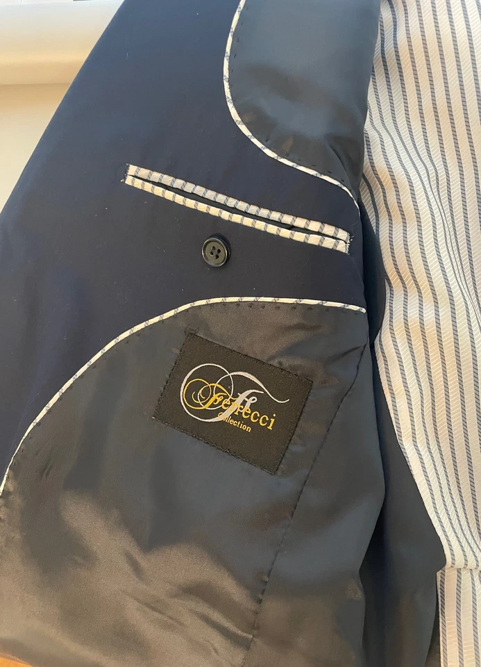 Ferrecci Italia Sand Super 150s Chaqueta Blazer Traje Deportivo Abrigo Toda la Temporada 44 R Foto 2 de 4