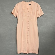 VTG Dress Women's 6 Midi Short Sleeve 90s Button Front Pink Coquette Feminine