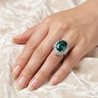 Graceful Teal Green Tourmaline 16.40Ct 925 Sterling Silver White Gold Halo Rings