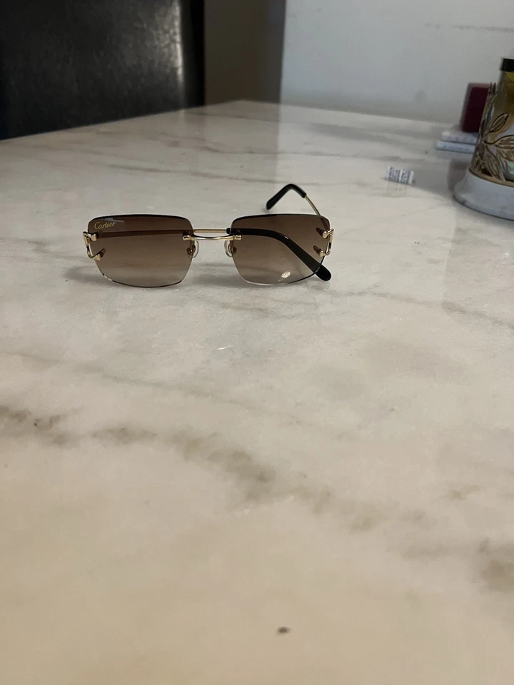 Firma Big C Oro Cuadrado/Gris Alambres Cuerno de Búfalo Madera Buffs Gafas Foto 2 de 4