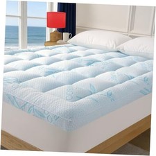 Queen Mattress Topper Viscose Derived from Bamboo,Breathable and 60"x80" Blue
