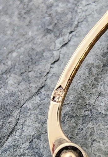 14k .585 Gold Tri Color Twist 1" Hoop Earrings Au 24230 - Picture 5 of 6