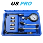US PRO Compression Tester Gauge Kit For Petrol Engines M10 - M18 Adapters 5386