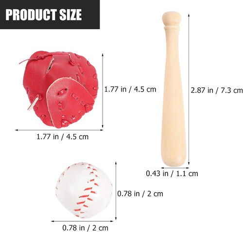 2 Sets 1:6 Miniatur Baseballschläger Puppenhaus Handschuh Ball Sport Zubehör Deko - Bild 15 von 21