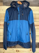 Little Donkey Andy Mens Medium Rain Jacket Blue Full Zip Hooded Windbreaker
