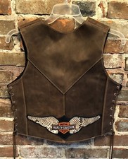 S.p. Leather Womens Side Tie Vest Snakeskin Harley Wings Buffalo Nickel Snaps 8