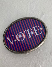 95 NEW Nic Norman VOTE Red White Blue BELT BUCKLE Silver Men Women Unisex