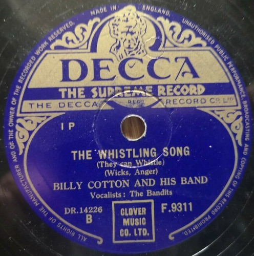 Billy Cotton And His Band - Oh! Little Fish / The Whistling Song - Decca F.9311 - Picture 2 of 2