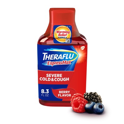 Thera flu Expressmax Severe Cold and Flu Syrup Medicine, Berry Flavor, 8.3 oz