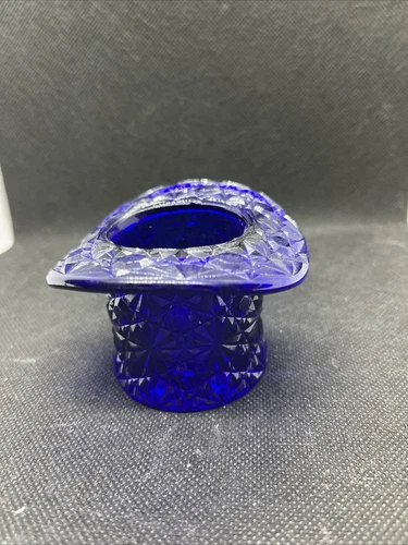 Fenton/L.E.Smith Cobalt Blue Glass Daisy and Button Top Hat