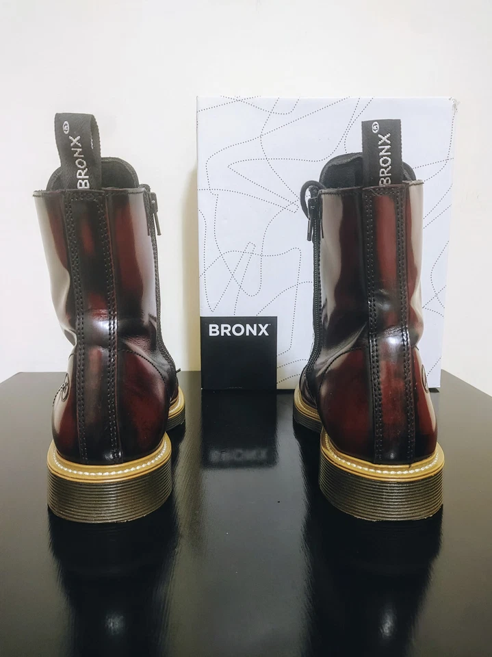 Bronx Boots 39 EU Burgundy Real Leather BX 571 44038-F New with Box - Imagen 4 de 4