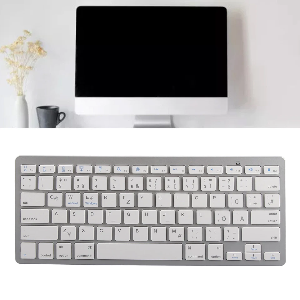 Wireless Keyboard Mini 78 Keys Ultra Thin Portable White Computer Keyboards  - Image 2 of 4