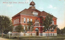 Madison South Dakota High School Exterior Street View Antique Postcard K26248