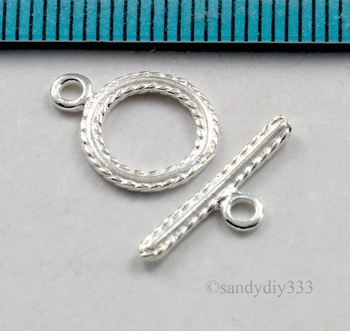 Oxidized Sterling Silver Twist Rope Round Toggle Clasp – 12.6mm, Handmade Jewelry Finding - View #6