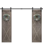 Double Barn Door Hardware Kit 12 Ft Sliding Door Hardware Easy To Install Slide 