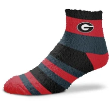 Georgia Bulldogs NCAA For Bare Feet Rainbow Stripe Fuzzy Sleep Soft Socks OSFM