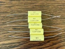 5 New 2.5 uF 250V Supertech MPT Film Audio Signal Crossover Capacitors (Qty)