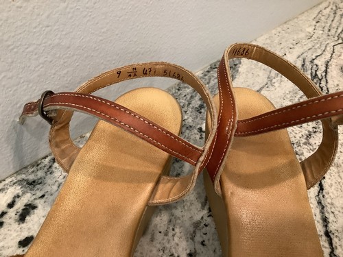 Vintage 80er Jahre Boho Yo-Yo's Damen Sandalen Hippie 9 N braun 2,5" Absatz offene Zehenpartie - Bild 8 von 11