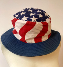 Patriotic USA Flag Adult Sized Cotton Bucket Hat One Size 58cm Fits Most