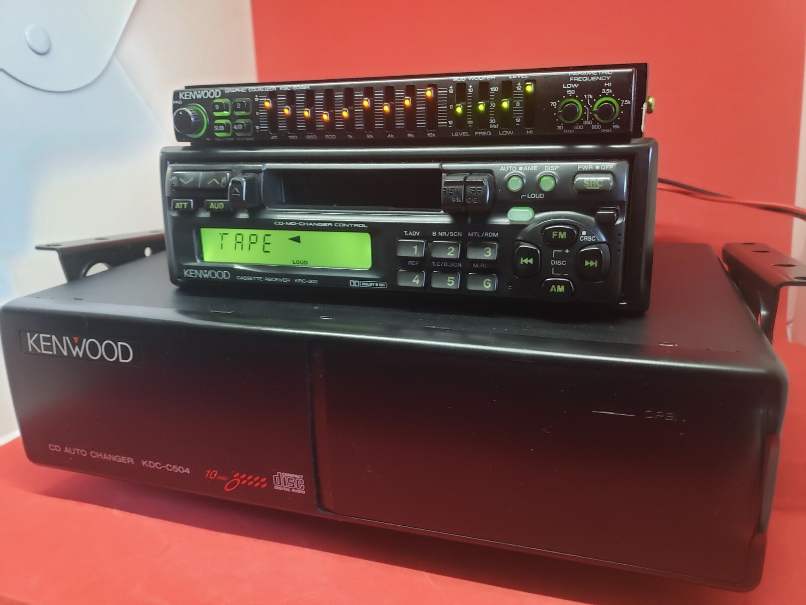 Vintage Old School KENWOOD EQ Equalizer KGC6042A + KRC 302 Tape + CD