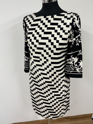 Weekend Max Mara, Max Mara Weekend Kleid Schwarz Creme UK 10 Geometrisch Sommer Hochzeit