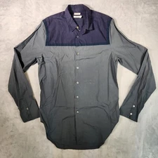 Paul Smith Shirt Mens Medium Gray Button Up Italy Made Travel Vacation Casual