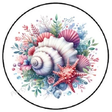 SHELL BEACH SEASHELLS ENVELOPE SEALS LABELS STICKERS PARTY FAVORS