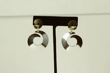 925 Sterling Silver and Brass Swirl Post Dangle Earrings 17 Grams (EAR5145)