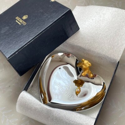 Mikimoto Jewelry Accessories Tray Silver Heart Golden Bear