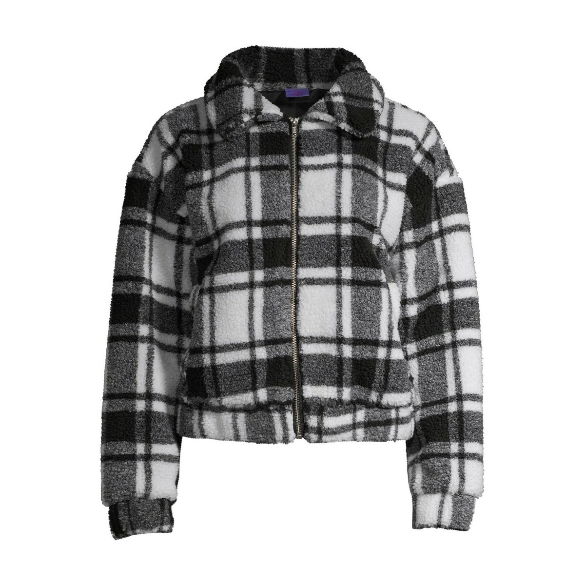 No Boundaries Junior Girls Black/White Faux Sherpa Jacket Size 7-9