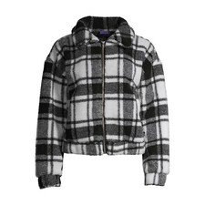 No Boundaries Junior Girls Black/White Faux Sherpa Jacket Size 7-9 Medium