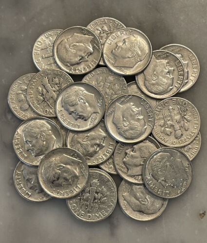 Lot de 25 Roosevelt Dimes 1946-1964 90 % argent CHOISISSEZ COMBIEN DE LOTS DE 25 PIÈCES ! - Photo 1 sur 4