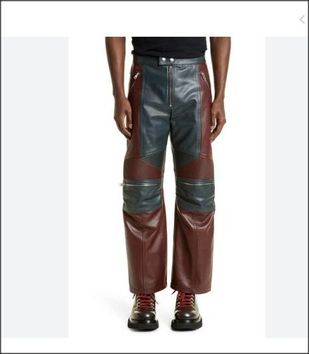 6.5k NWT BOTTEGA VENETA Pants Biker Colorblock Leather Merlot/Graphite EU48 US32