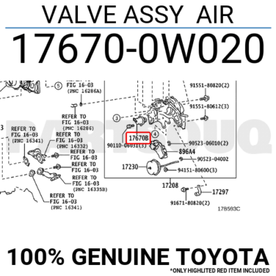 176700W020 Genuine Toyota VALVE ASSY AIR 17670-0W020 | eBay