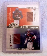 Clinton Portis/Lelie RC 2002 Playoff Honors Rookie Tandems Ball Card-Broncos RB . rookie card picture