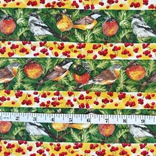 Bird Nature Fabric 72" x 40" 2 Yard Pc Feathered Friends Tree Cherry Fabri-Quilt