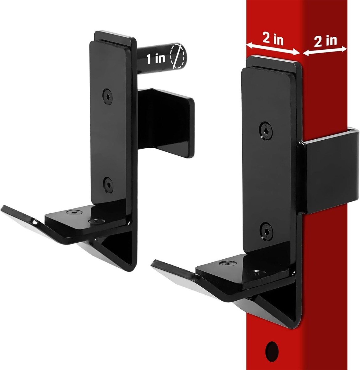 Ganci J-Hook Per Power Rack - Set Di 2, Per Tubi 7.6x7.6 Cm