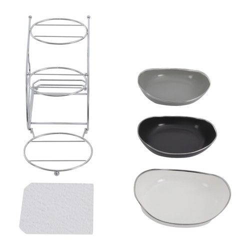 3 Tier Fruit Serving Bowls w/ Stand Fruit Serving Bowl Holder for Kitchen Silver - Picture 12 of 14