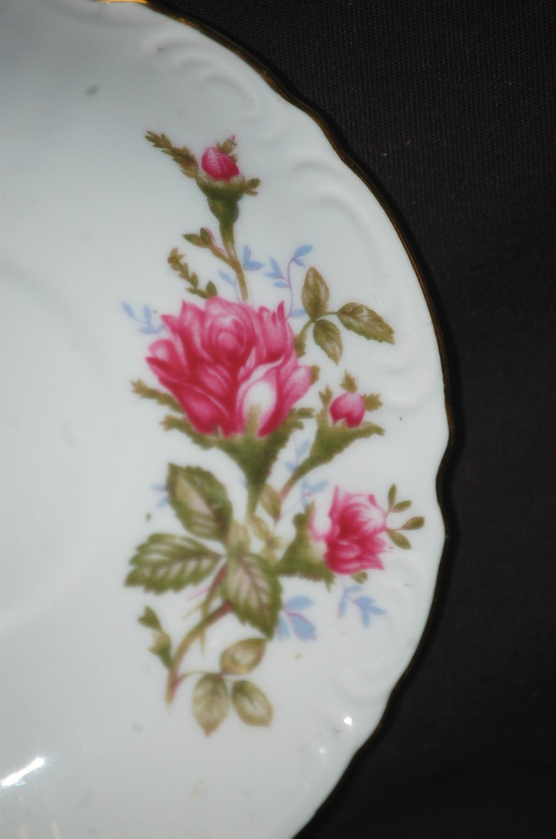 Bond Porcelain Saucer White with Pink Roses & Gold Trim BND3