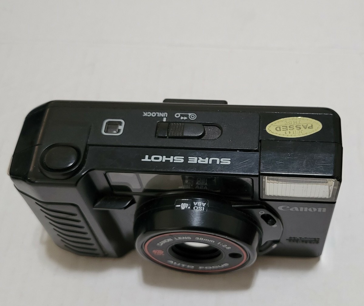 Vintage Canon Sure Shot Camera & Strap 38mm 1:2.8 Point and Shoot