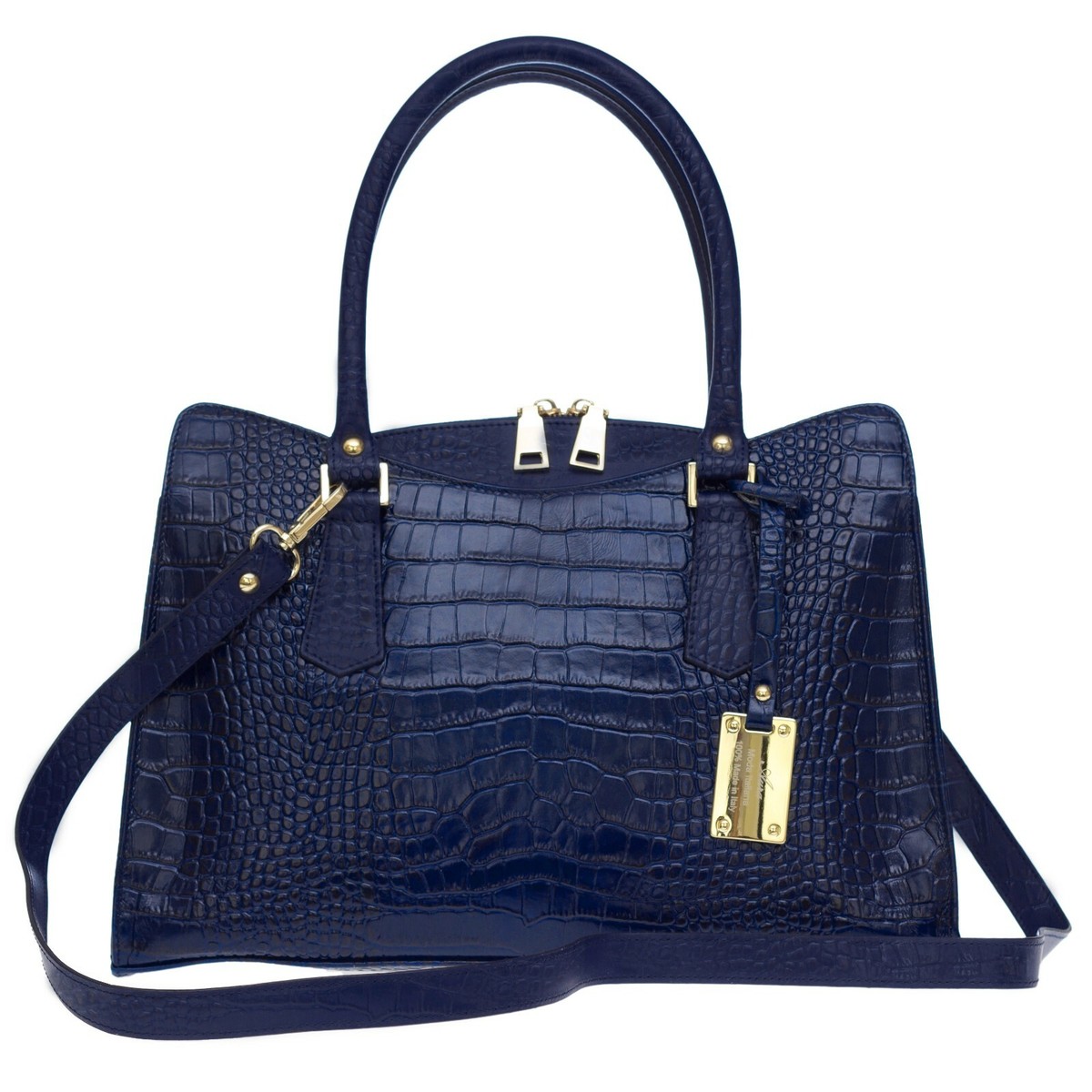 AURA Italian Made Genuine Navy Blue Patent Croc Embossed  display picture 1