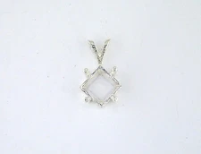 4 Prong Princess Side Prong Pendant Setting Sterling Silver  