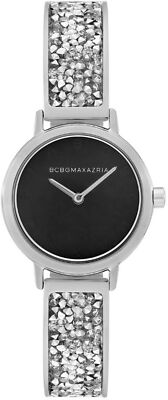BCBGMAXAZRIA BG51000007 Women's Crystallized Bracelet Black Dial Watch
