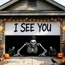 Halloween Skeleton Garage Door Banner Decorations, Giant Skeleton Clown Cover fo