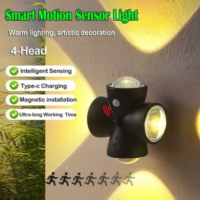 Rechargeable Motion Sensor LED Lights Night Light Magnetic Stair Entrance Lamp