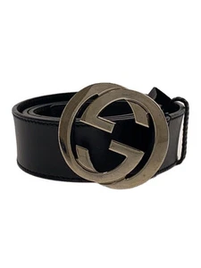 Ceinture GUCCI cuir noir uni homme 114984 imbriquée G Occasion
