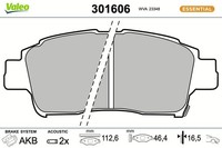 Bremsbelagsatz Scheibenbremse Vorne Valeo 301606 FÜR Toyota BremsbelÄGe